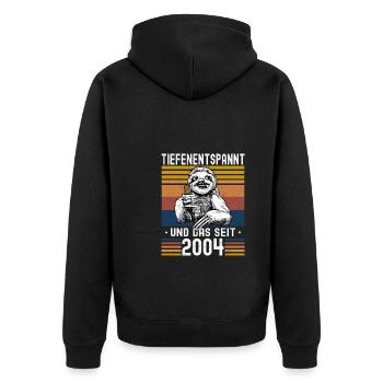 Faultier Geburtstag 2004 Geboren Jahrgang 2004 - Unisex Premium Bio Zip Hoodie - Schwarz - Hinten - Nico (187cm)