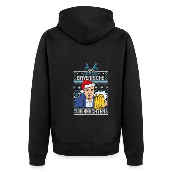 Markus Söder Bayerische Weihnachten Ugly Xmas - Unisex Premium Bio Zip Hoodie - Schwarz - Hinten - Nico (187cm)