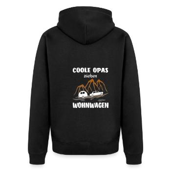 Wohnwagen Camping Opa - Unisex Premium Bio Zip Hoodie - Schwarz - Hinten - Nico (187cm)