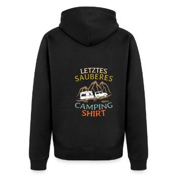 Wohnwagen lustig Camping Camper Camperin - Unisex Premium Bio Zip Hoodie - Schwarz - Hinten - Nico (187cm)