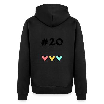 20. 20 YEARS. 20th ANNIVERSARY. 20TH ANNIVERSARY. - Unisex Premium Organic Zip Hoodie - black - Back - Nico (187cm)