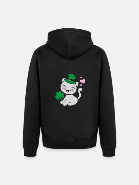 Festive design with cute kitten - Unisex Premium Organic Zip Hoodie - black