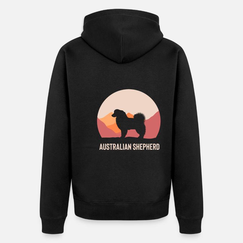 Australian Shepherd Geschenk - Unisex Premium Bio Zip Hoodie - Schwarz