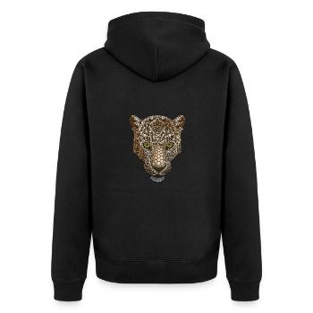 Leo Circle - Unisex Premium Bio Zip Hoodie - Schwarz - Hinten - Nico (187cm)