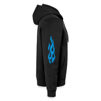 flammen - Unisex Premium Bio Zip Hoodie - Schwarz - Rechts - Nico (187cm)