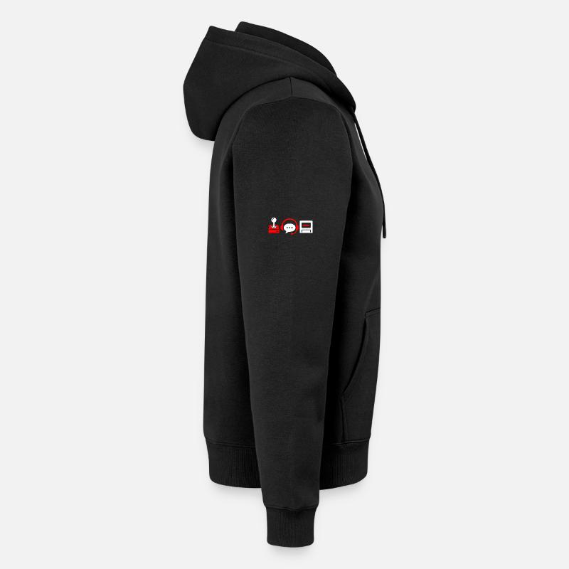 Retro-Controller, PC und Headset  - Unisex Premium Bio Zip Hoodie - Schwarz