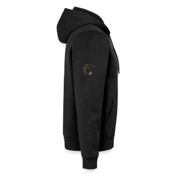 Goldene Mondblätter Kreisrahmen - Unisex Premium Bio Zip Hoodie - Schwarz - Rechts - Nico (187cm)