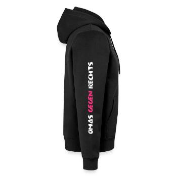 Omas gegen Rechts Schriftzug lang - Unisex Premium Bio Zip Hoodie - Schwarz - Rechts - Nico (187cm)