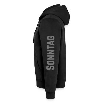 Dimanche en semaine sous forme de texte - Veste à capuche bio Premium Unisexe - noir - Gauche - Nico (187cm)