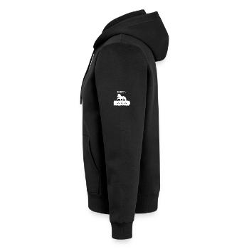 Spruch 11 mit Pferd 1 weiß - Unisex Premium Bio Zip Hoodie - Schwarz - Links - Nico (187cm)