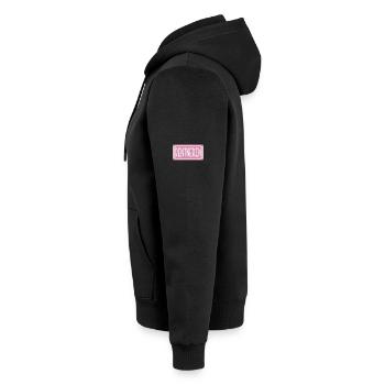 Rentnerin - RENTE RUHESTAND - ABSCHIEDSGESCHENKE - Unisex Premium Bio Zip Hoodie - Schwarz - Links - Nico (187cm)