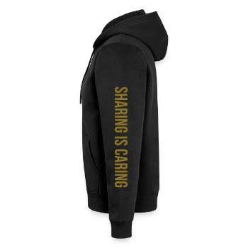 Partager, c’est aider bienveillante à dire un cadeau - Veste à capuche bio Premium Unisexe - noir - Gauche - Nico (187cm)