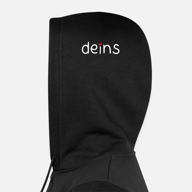 deins – mit farbigem Herz - Unisex Premium Bio Zip Hoodie - Schwarz