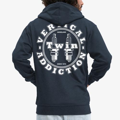 Vertical Twin Addiction -White logo - Felpa con zip Premium da uomo
