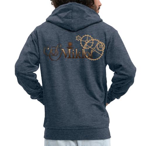 miklof logo gold wood gradient 3000px - Men's Premium Hooded Jacket