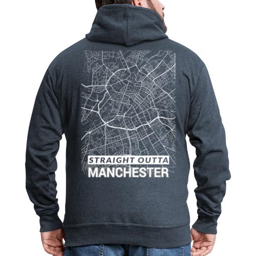 Straight Outta Manchester city centre city map - Men's Premium Hooded Jacket