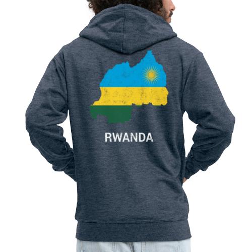 Rwanda country map & flag - Men's Premium Hooded Jacket