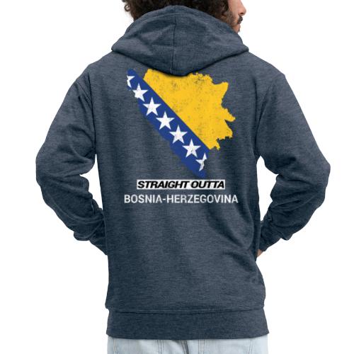 Straight Outta Bosnia and Herzegovina country map - Men's Premium Hooded Jacket