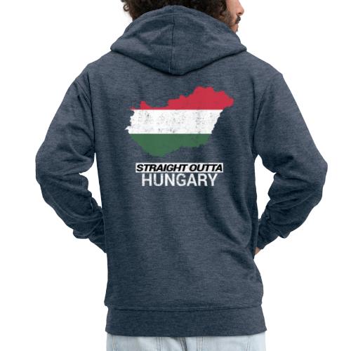 Straight Outta Hungary country map - Men's Premium Hooded Jacket