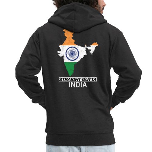 Straight Outta India (Bharat) country map flag - Men's Premium Hooded Jacket
