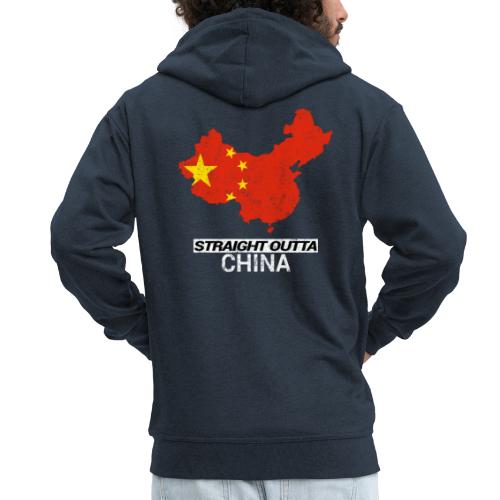 Straight Outta China country map - Men's Premium Hooded Jacket