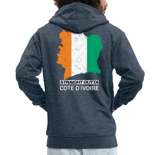 Straight Outta Cote d Ivoire country map & flag - Men's Premium Hooded Jacket