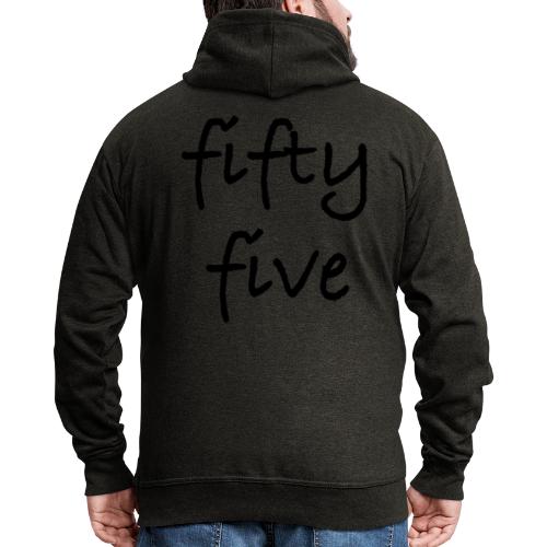 Fiftyfive -teksti mustana kahdessa rivissä - Miesten premium vetoketjullinen huppari