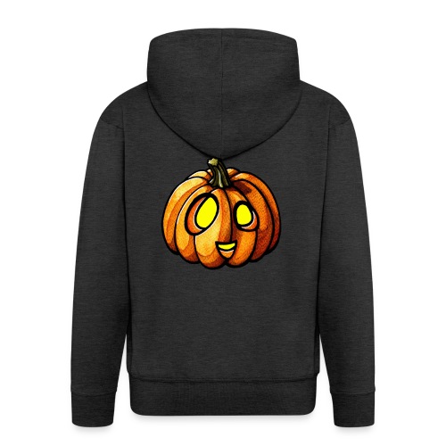 Pumpkin Halloween watercolor scribblesirii - Rozpinana bluza męska z kapturem Premium