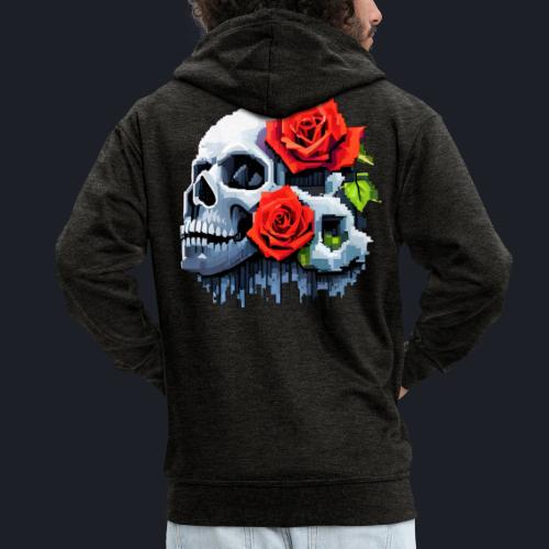 8Bit Skull - The 2 Roses - Männer Premium Kapuzenjacke