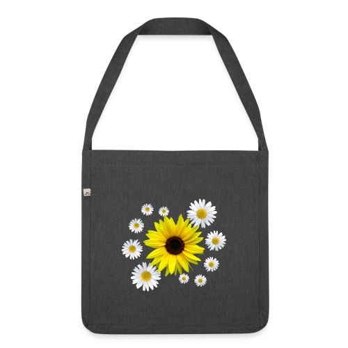 Sonnenblume mit Margeriten Blüten, floral, Blume - Schultertasche aus Recycling-Material