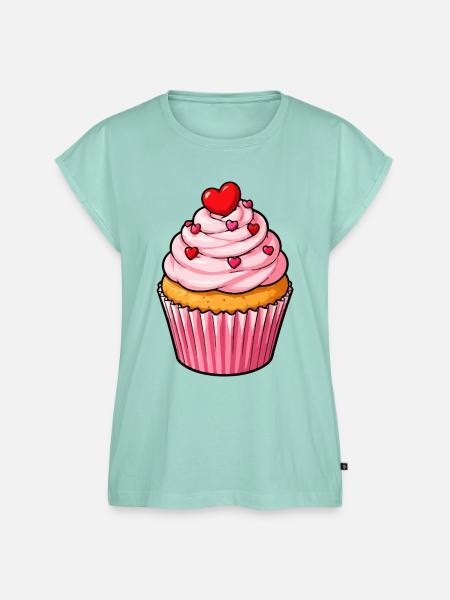 Herz Cupcake Lieblich - Frauen Premium Bio Top - Mint