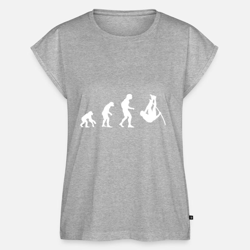 Evolution, monkey pole vaulter, pole vault - Women’s Premium Organic Top - heather grey