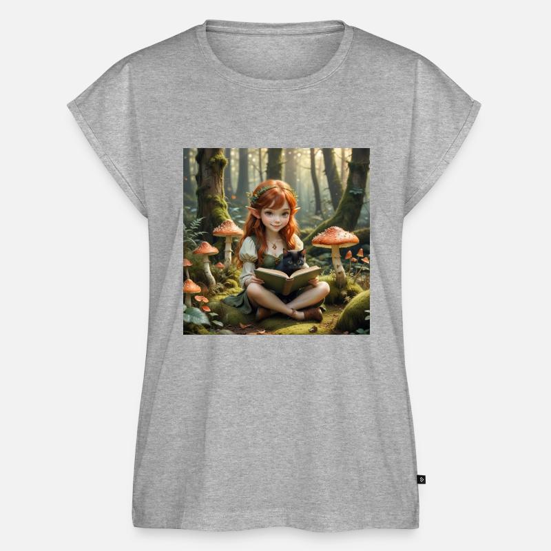 Elf with toadstools - Women’s Premium Organic Top - heather grey