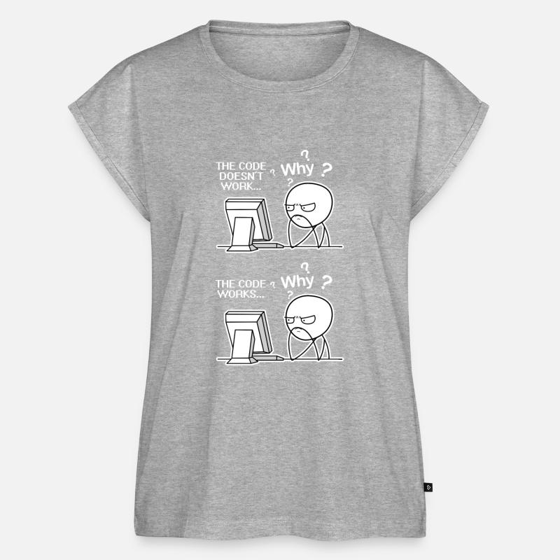 Funny Programmer Code Works Why Meme - Women’s Premium Organic Top - heather grey