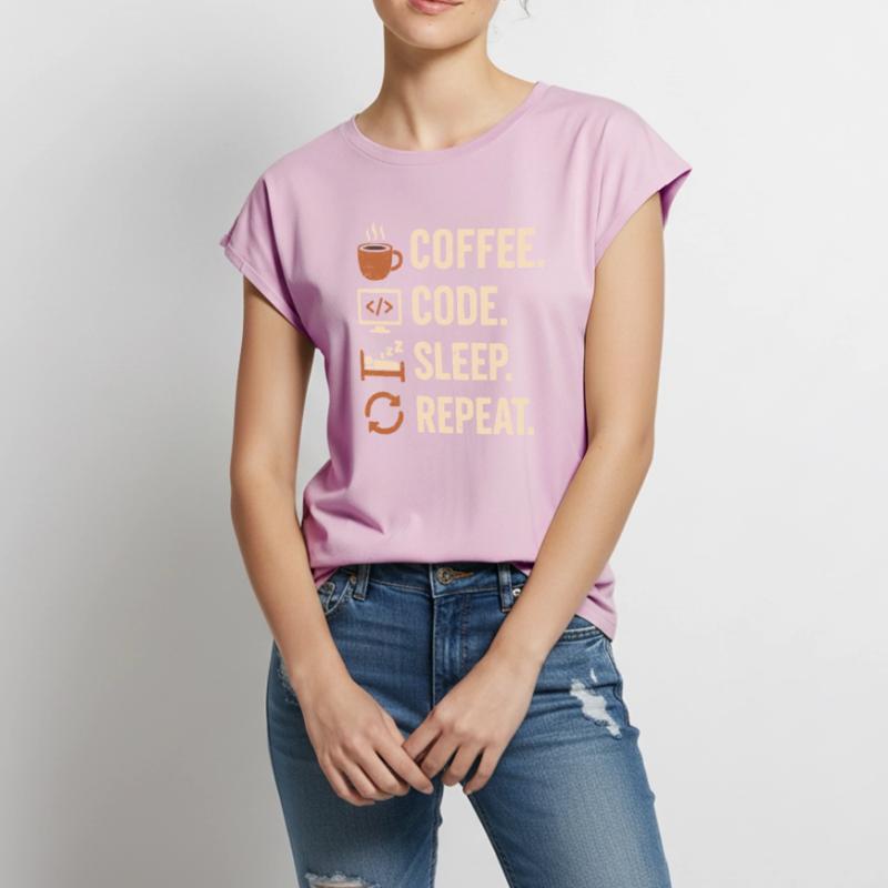 Codeur Geek Routine – Café, Code, Dodo, Encore Haut bio Premium Femme