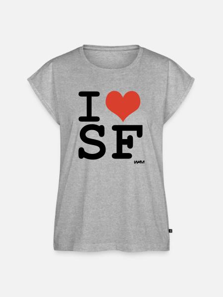 i love SF - Frauen Premium Bio Top - Grau meliert