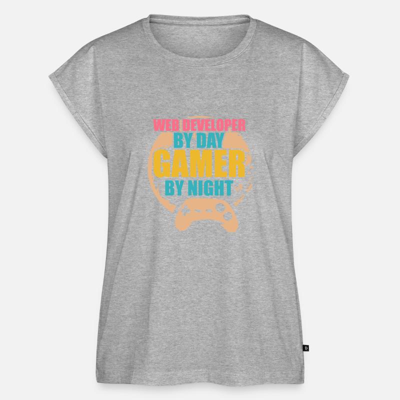 Developer Web Developer By Day Gamer By Night - Women’s Premium Organic Top - heather grey