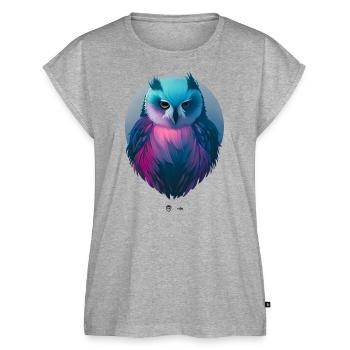 Grumpy Owl - Women’s Premium Organic Top - heather grey - Front - AI Model Female 172 light (172cm)