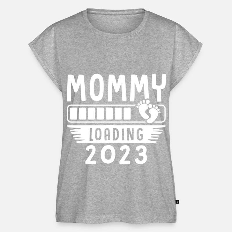 Mama loading 2023, werdende Mutter 2023 - Frauen Premium Bio Top - Grau meliert