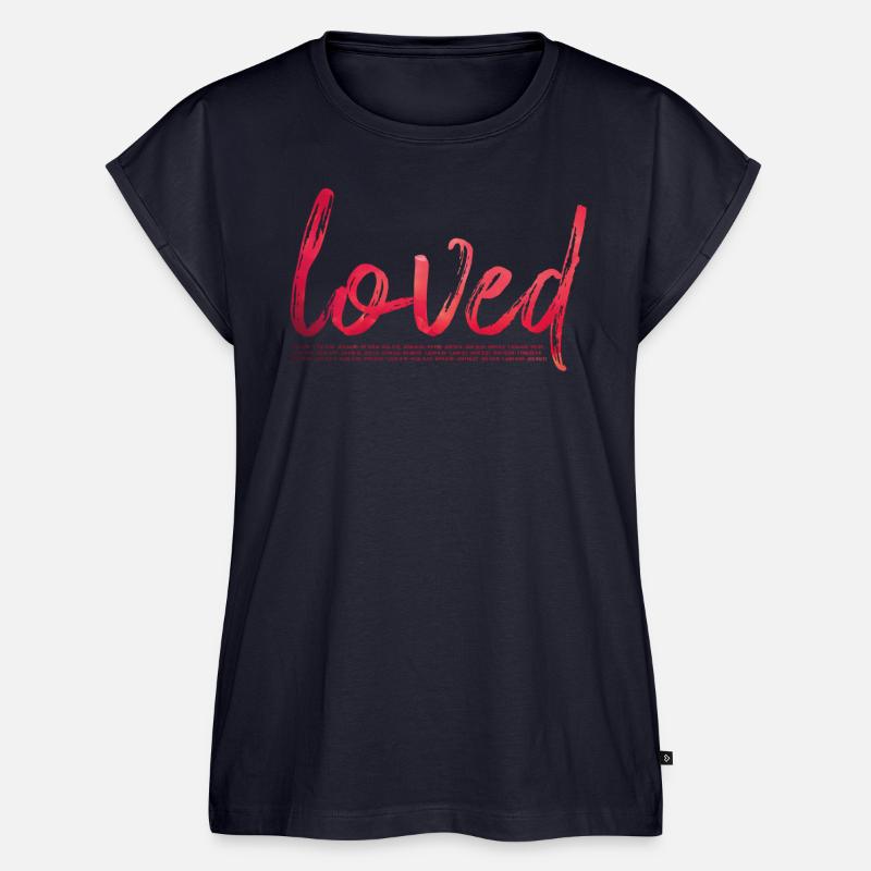 loved - script (red) - Women’s Premium Organic Top - navy