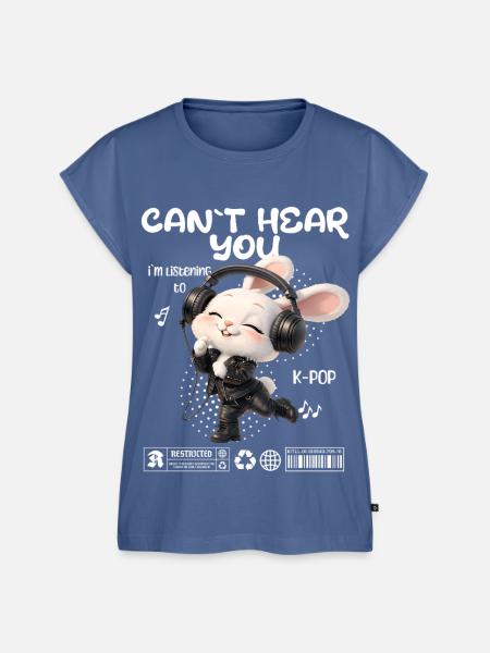 K-Pop Häschen mit Kopfhörern - Frauen Premium Bio Top - Taubenblau