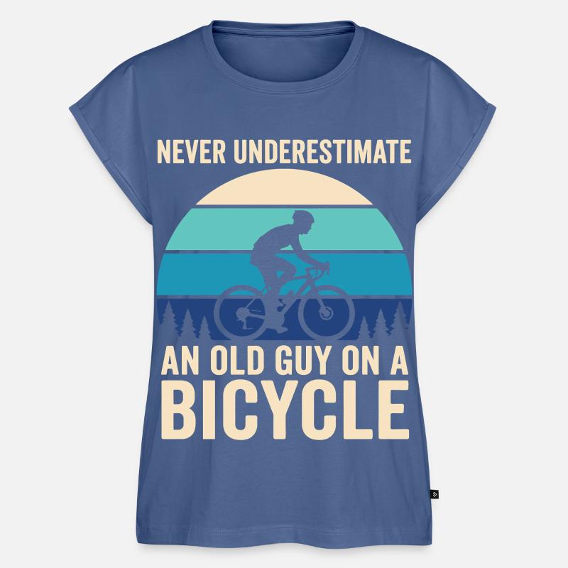 Undervurder aldrig Old Guy Bicycle - Dame Premium økologisk top - dueblå