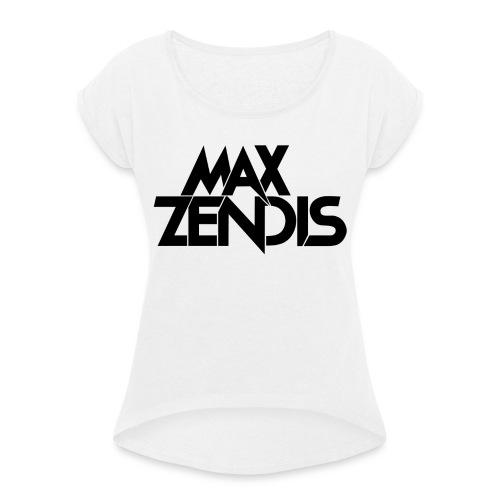 MAX ZENDIS Logo Big - White/Black - Frauen T-Shirt mit gerollten Ärmeln