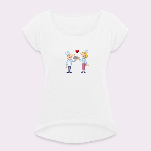 cheffs - Camiseta con manga enrollada mujer