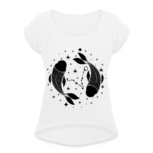 Sternzeichen Pisces Seelvolle Fische Februar März - Frauen T-Shirt mit gerollten Ärmeln