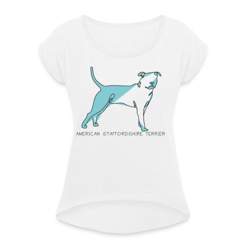 American staffordshire terrier - T-shirt med upprullade ärmar dam