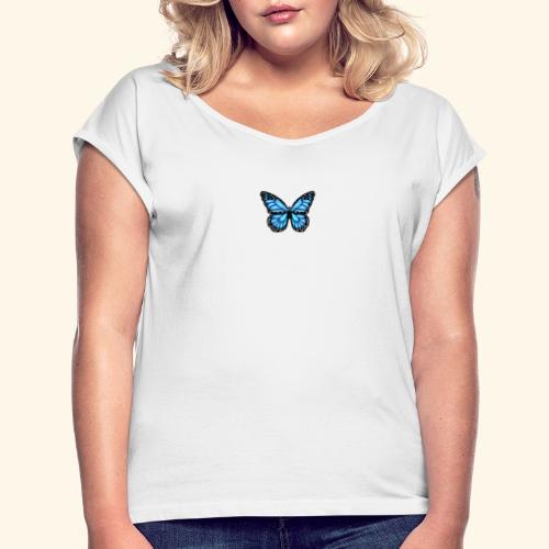 Vlinder T-shirt - Butterfly - Vrouwen T-shirt met opgerolde mouwen