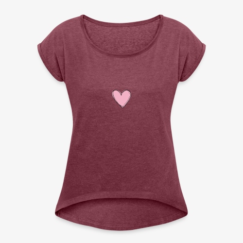 Pink Love Tee - Vrouwen T-shirt met opgerolde mouwen