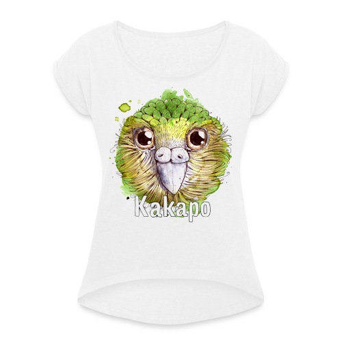 Kakapo - The thickest parrot in the world - Women's T-Shirt with rolled up sleeves
