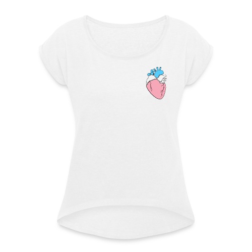 Trans* Herz - Frauen T-Shirt mit gerollten Ärmeln